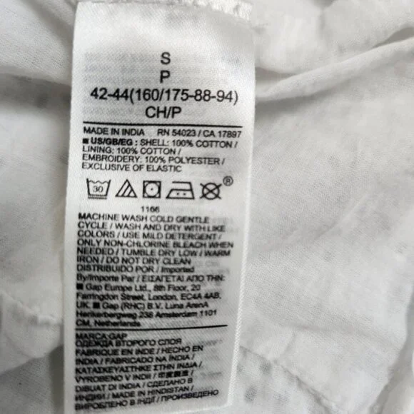 Gap White Peasant Eyelet Puff Sleeve Cotton Dress Size Small - Picture 15 of 15